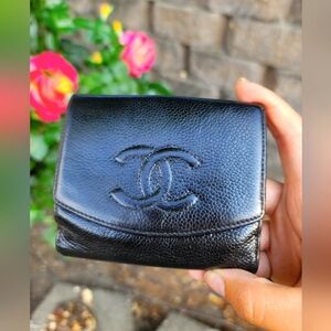 Chanel vintage two tone leather wallet